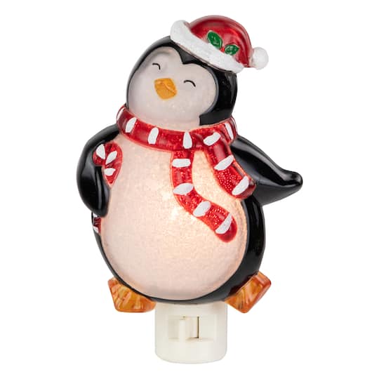 6" Black and Red Happy Penguin in Santa Hat Christmas Night Light By Northlight | Michaels®